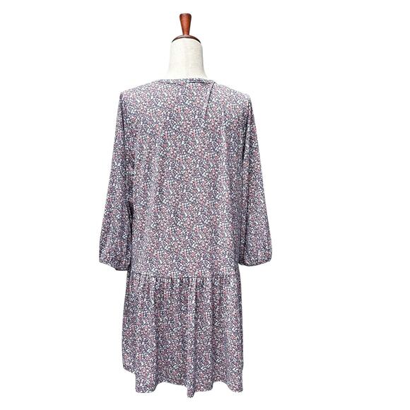 Banana Republic Dress XL‎ Petite Floral Tiered Ruffled Jersey Knit Blue Pink - Picture 7 of 11